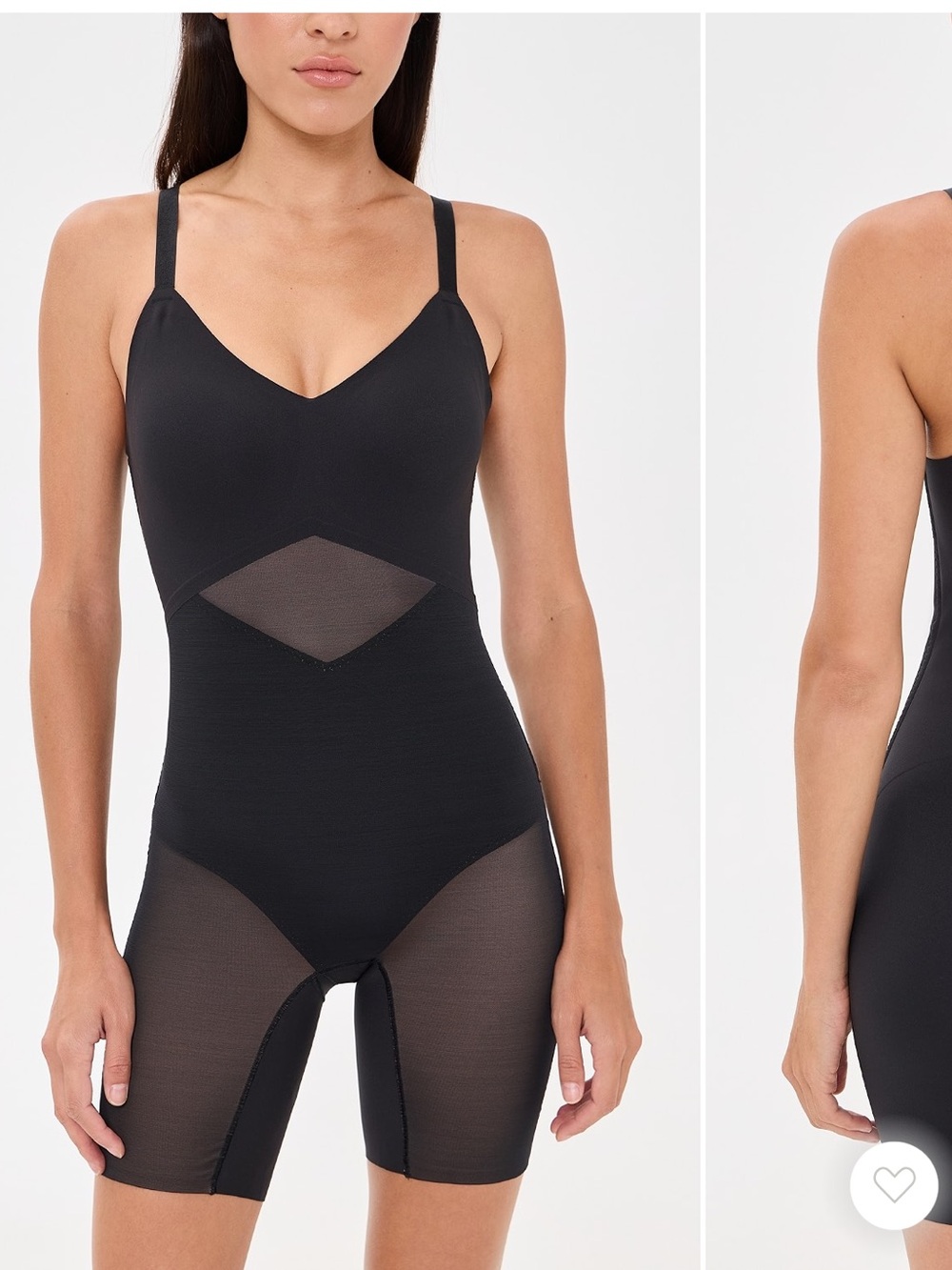 Black Shapewear Bodysuit with Sheer Panels